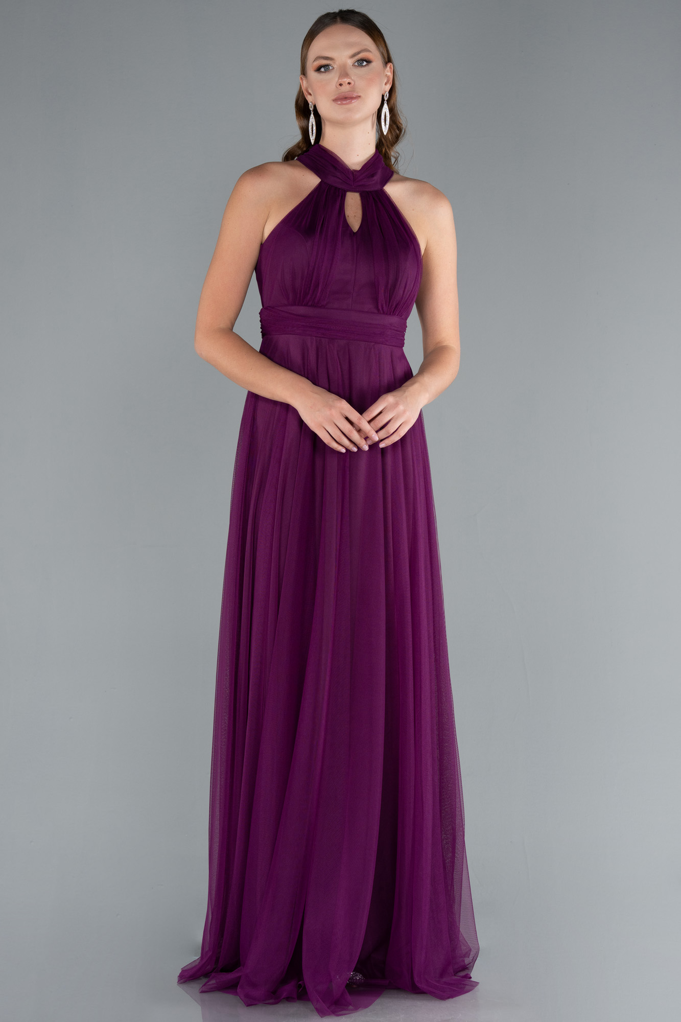 Halter Yaka Uzun Abiye Elbise ABU3252 3