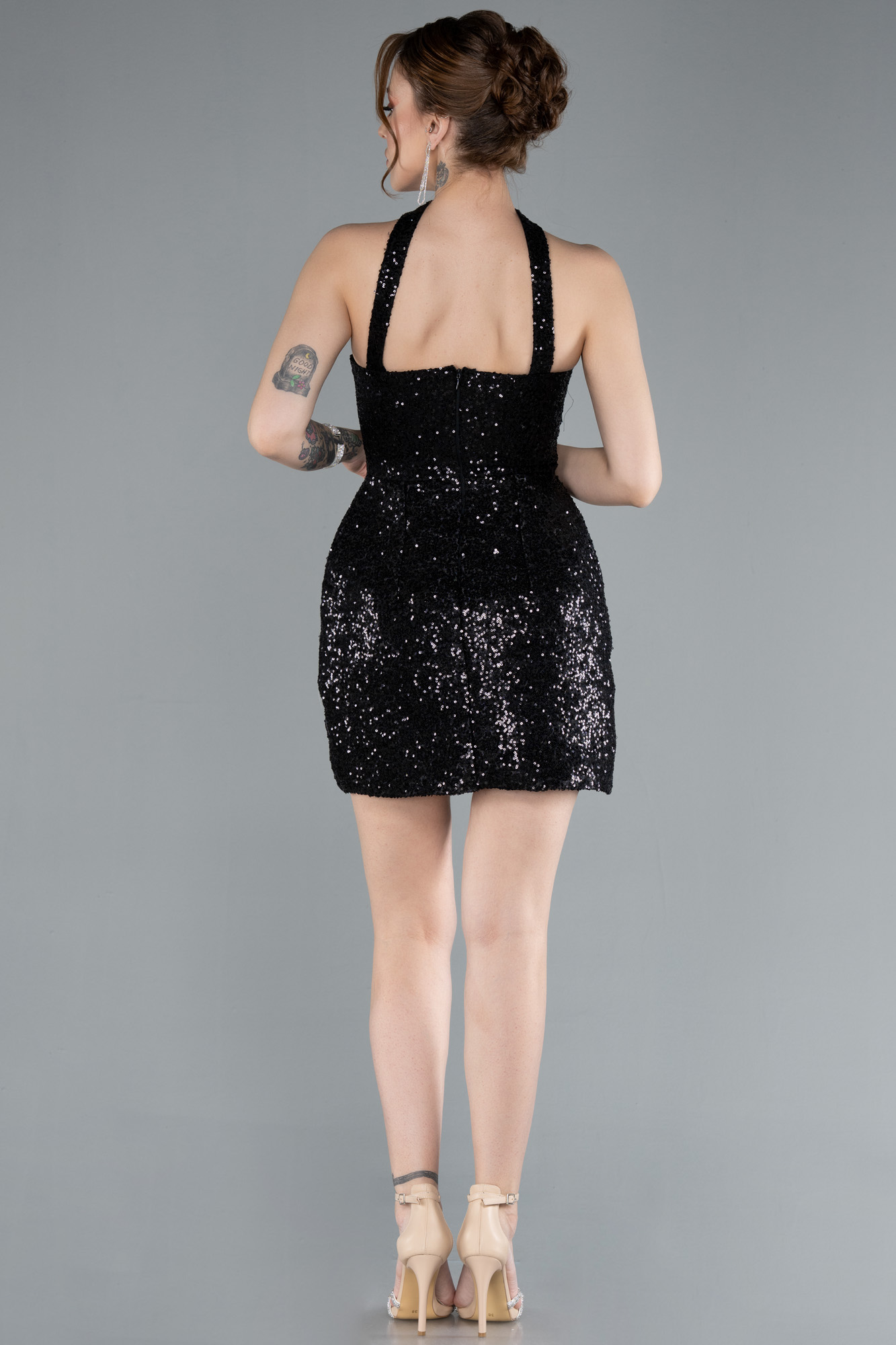 Straplez Mini Pul Payet Gece Elbisesi ABK2201 2