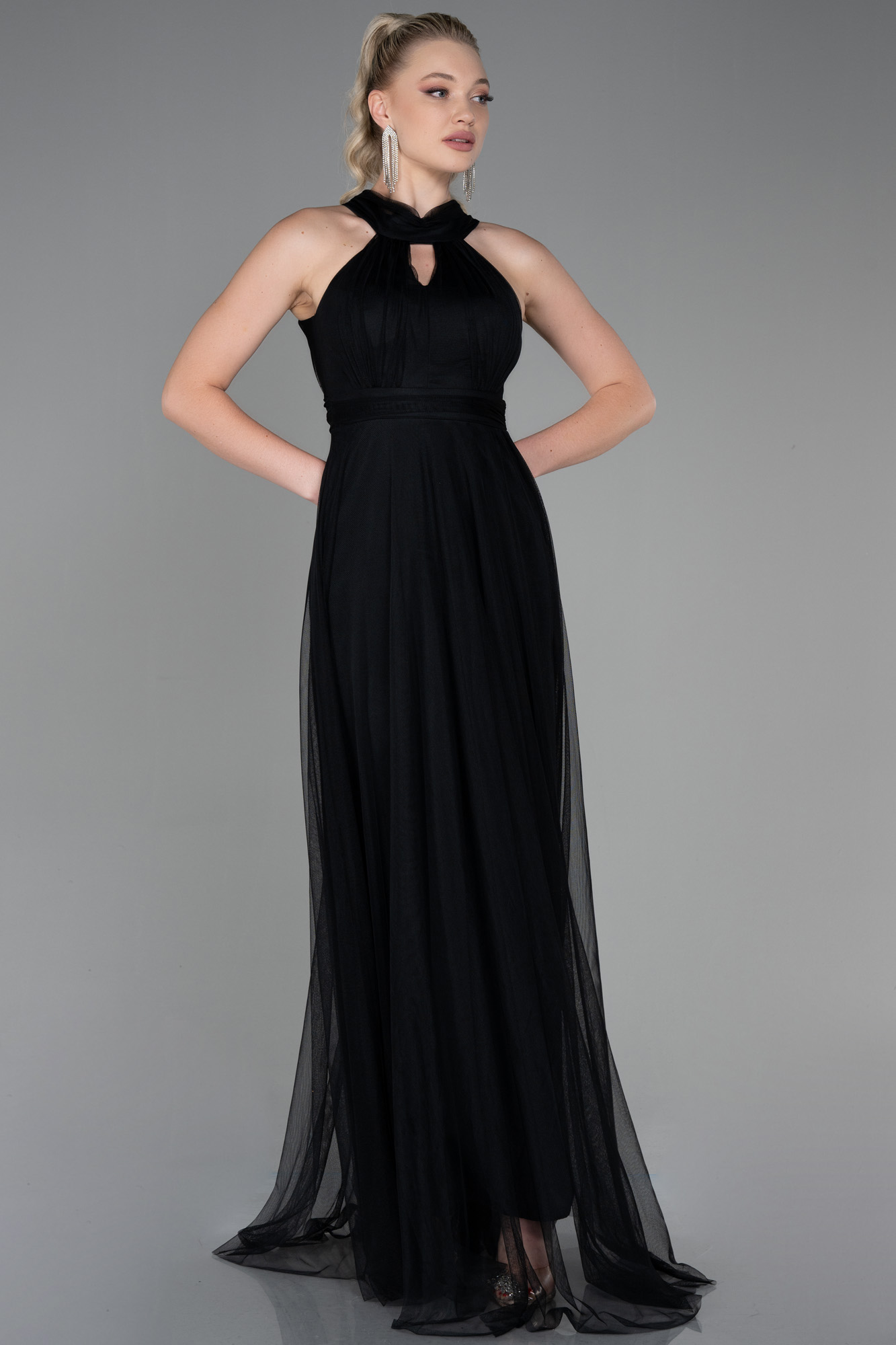 Halter Yaka Uzun Abiye Elbise ABU3252 2