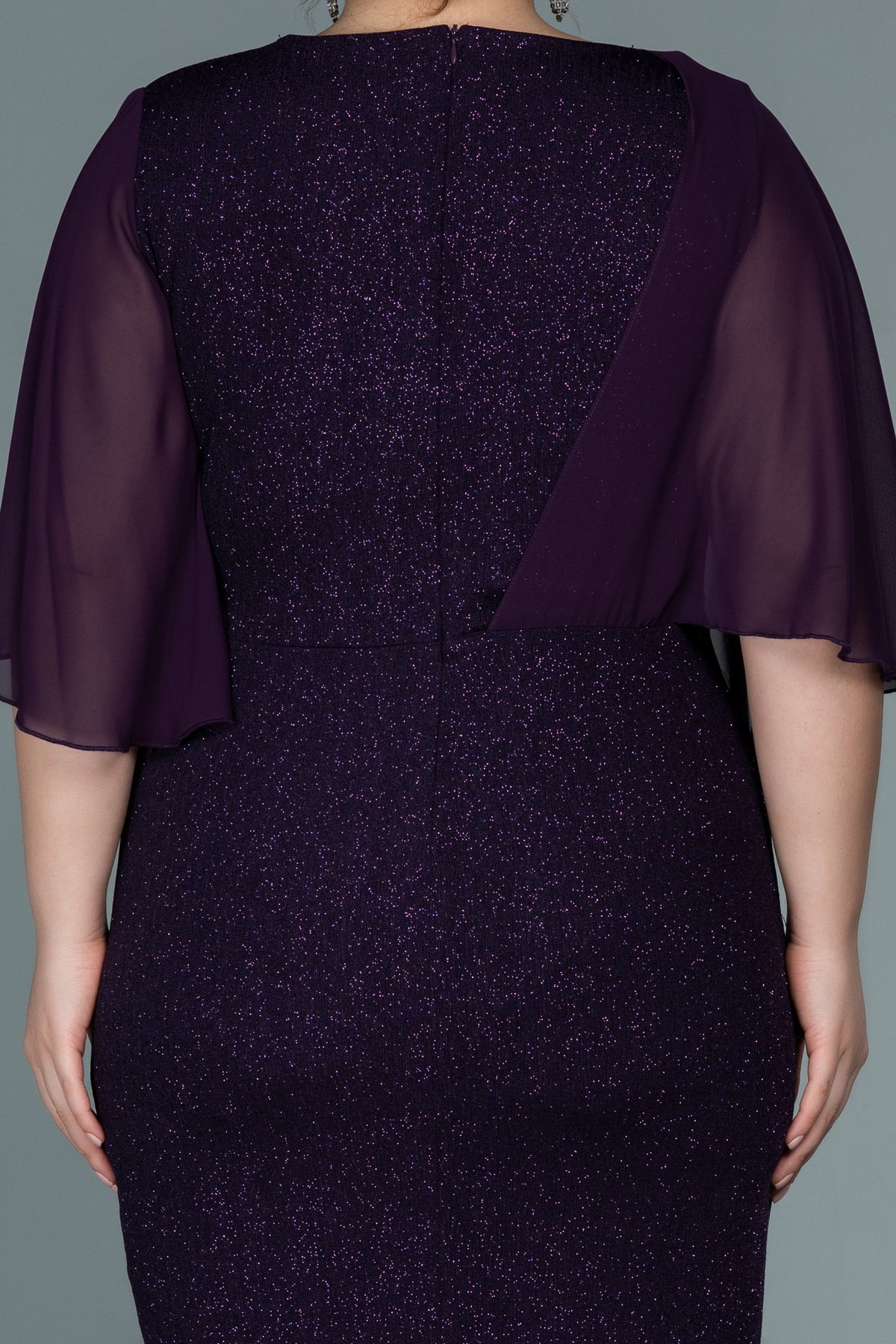 Kısa Kol Simli Midi Büyük Beden Abiye Abk1610 4