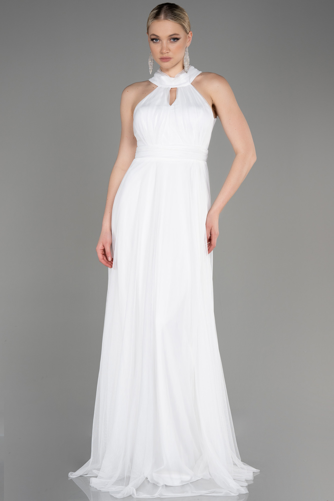 Halter Yaka Uzun Abiye Elbise ABU3252 4