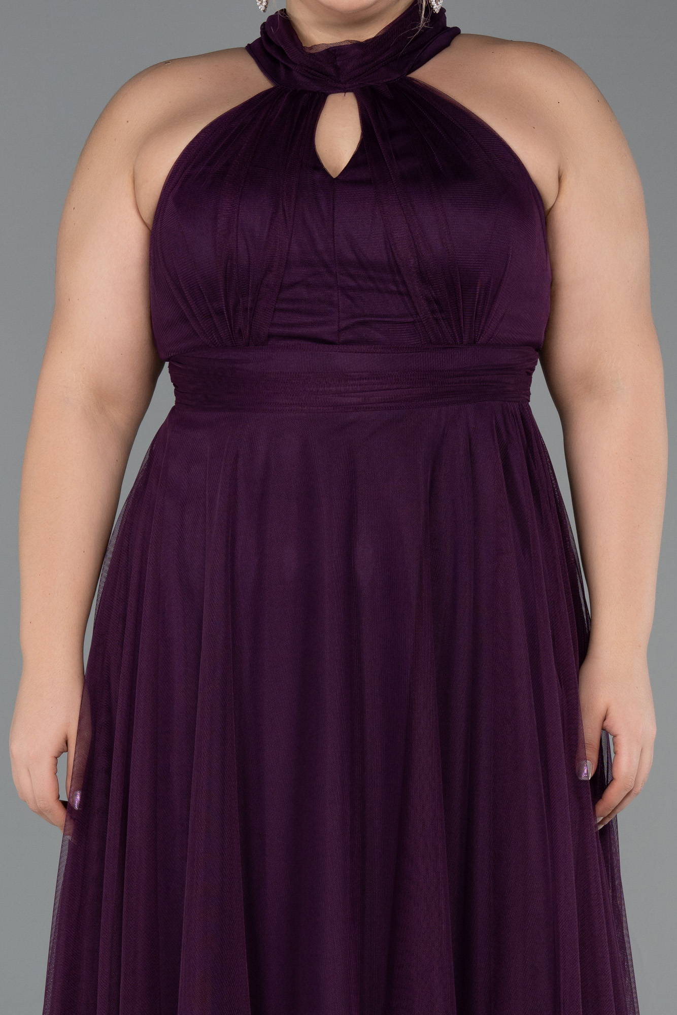 Halter Yaka Uzun Büyük Beden Abiye ABU3253 3