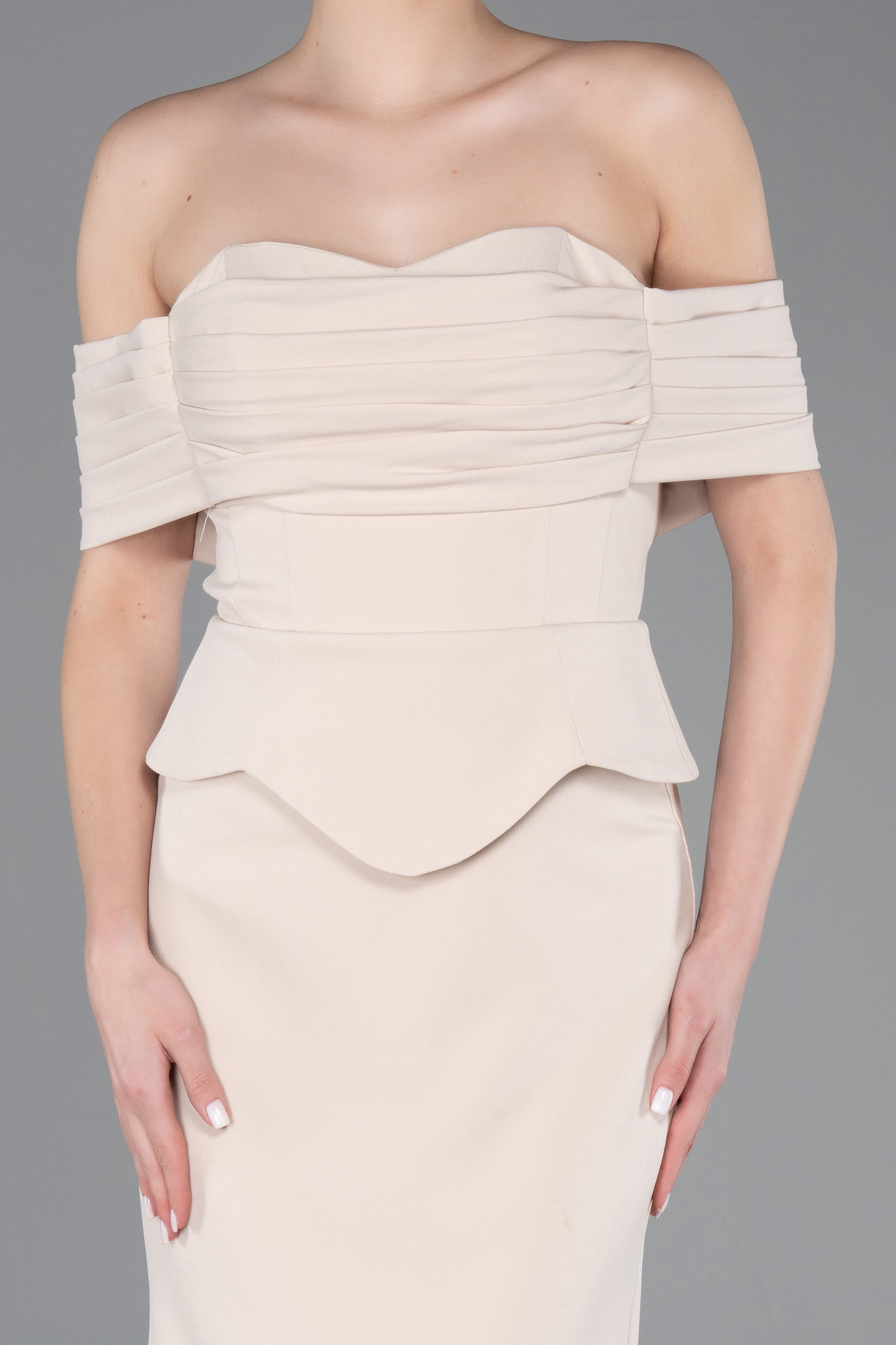 Straplez Peplum Kesim Uzun Abiye Elbise ABU5559 3