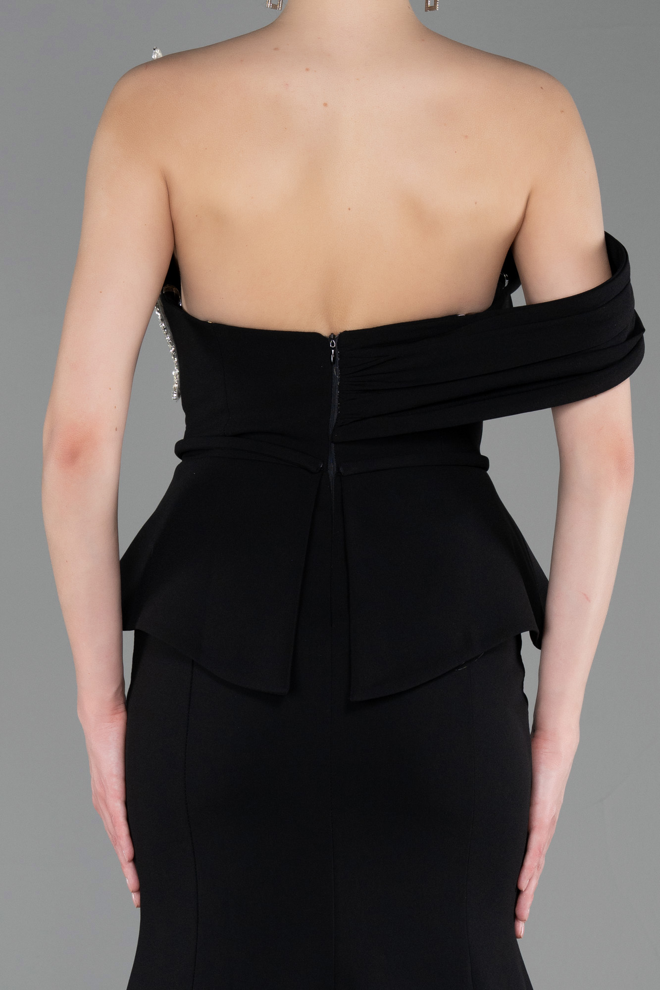 Taş İşlemeli Peplum Kesim Uzun Balık Abiye ABU6153 4