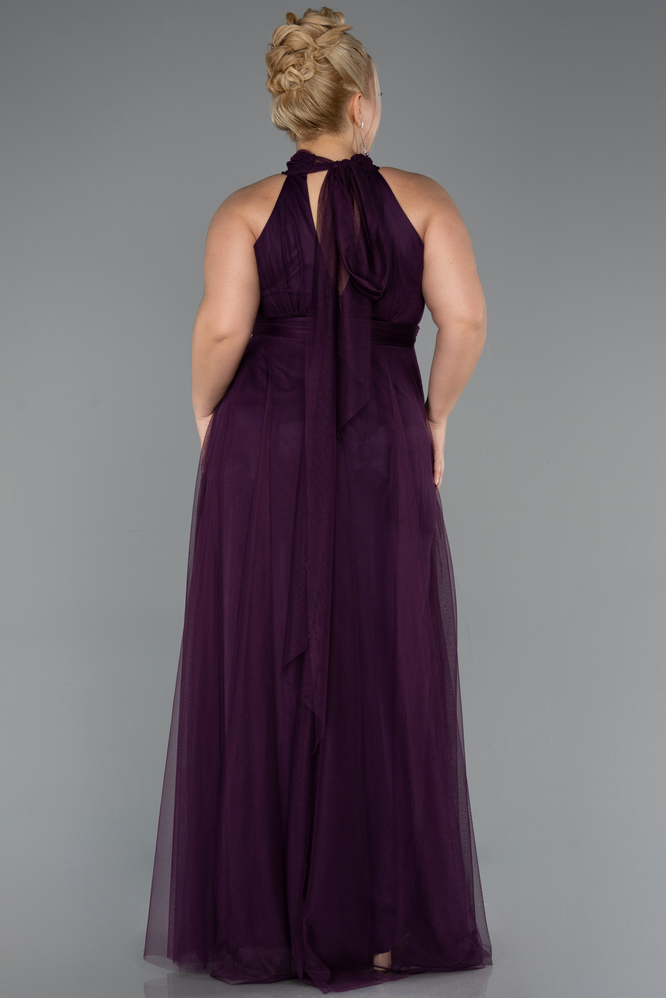 Halter Yaka Uzun Büyük Beden Abiye ABU3253 2
