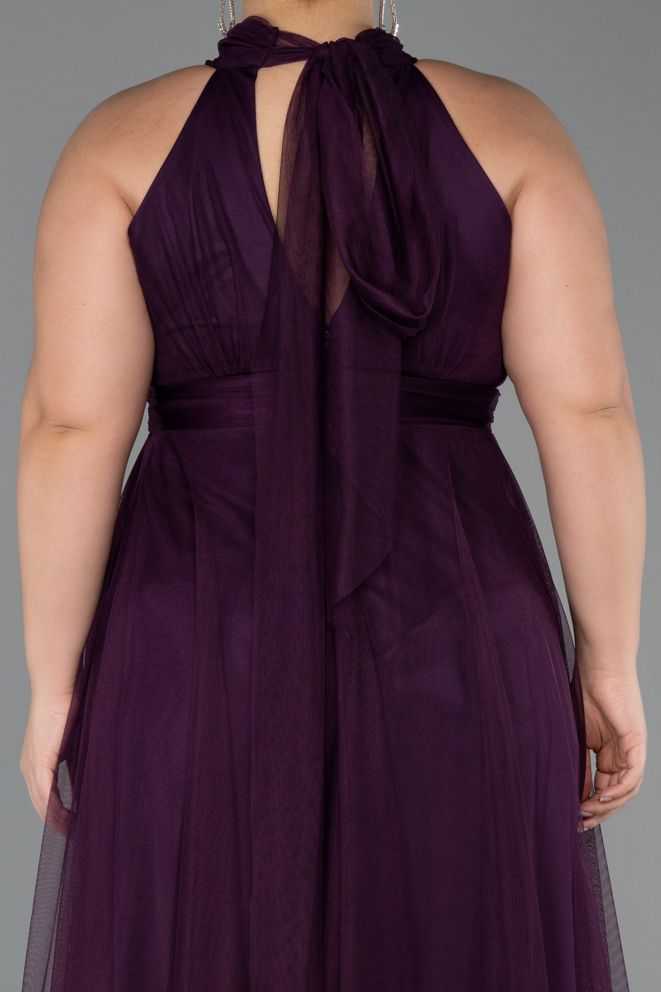 Halter Yaka Uzun Büyük Beden Abiye ABU3253 4
