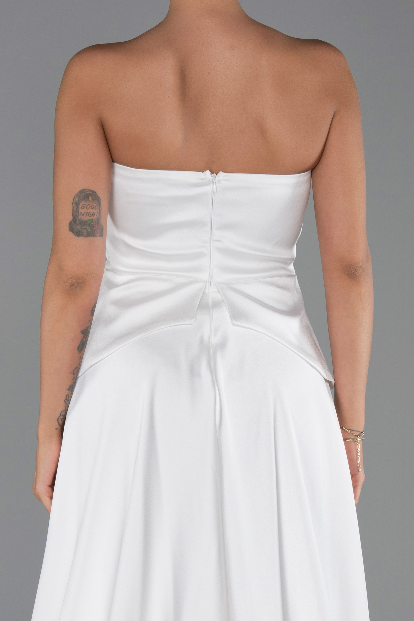 Straplez Peplum Kesim Kuyruklu Uzun Dantel Abiye ABU5615 4