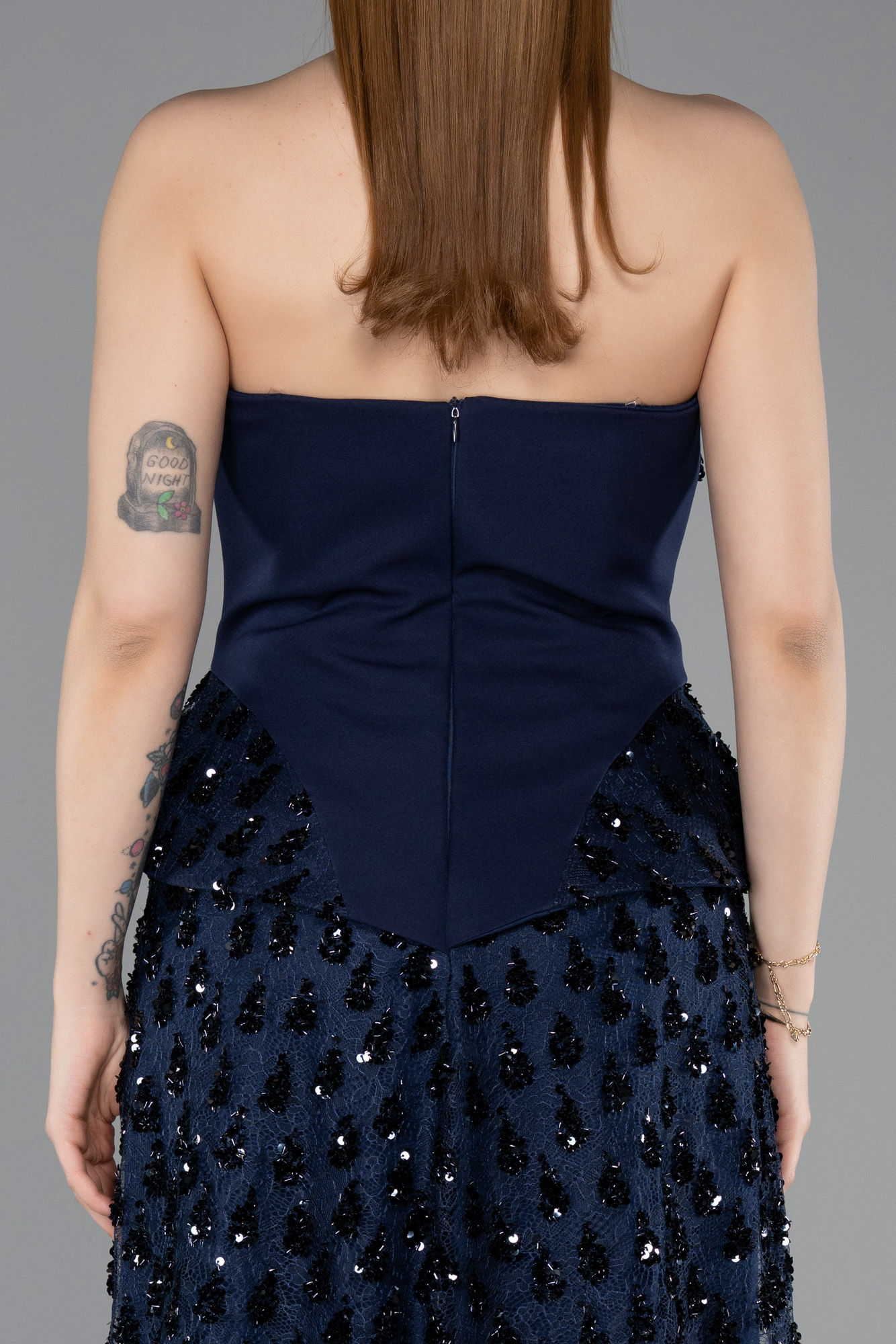 Pullu Straplez Peplum Kesim Abiye Elbise ABU6124 4