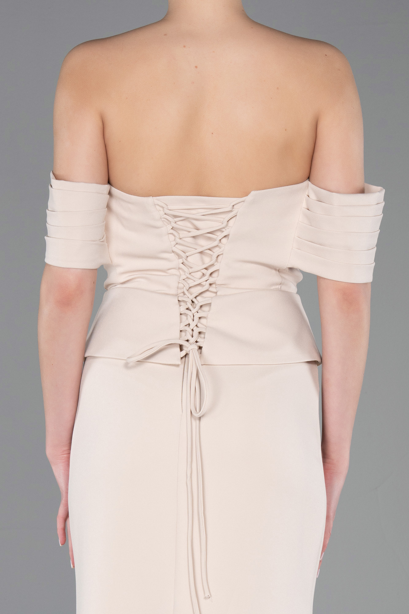 Straplez Peplum Kesim Uzun Abiye Elbise ABU5559 4