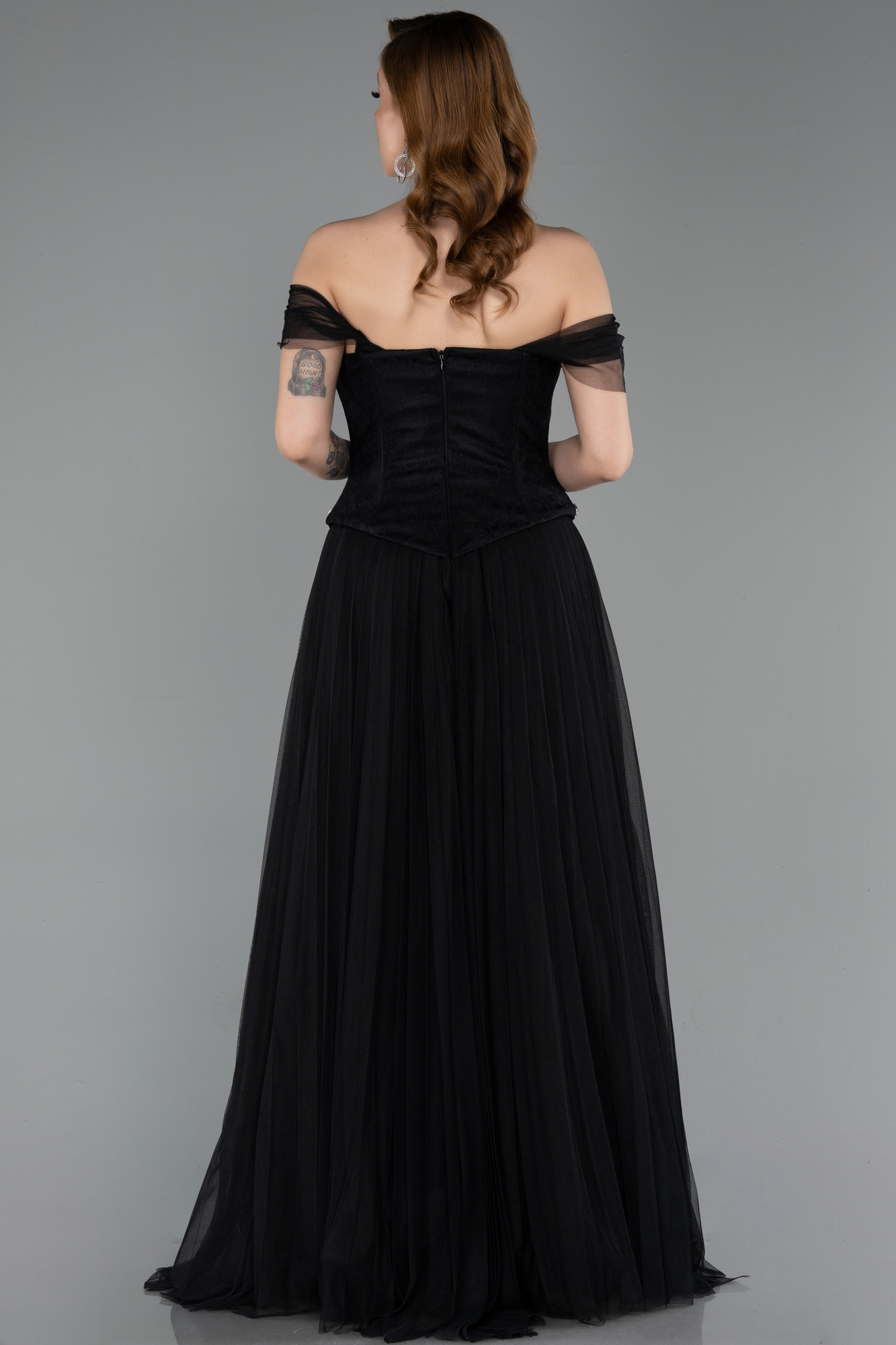 Taş İşlemeli Straplez Peplum Uzun Dantel Abiye ABU5996 2