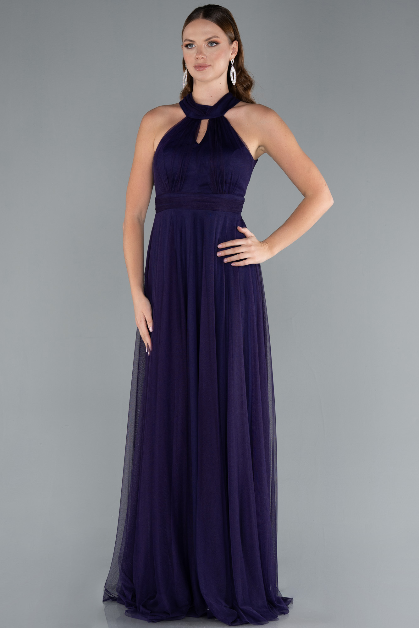 Halter Yaka Uzun Abiye Elbise ABU3252