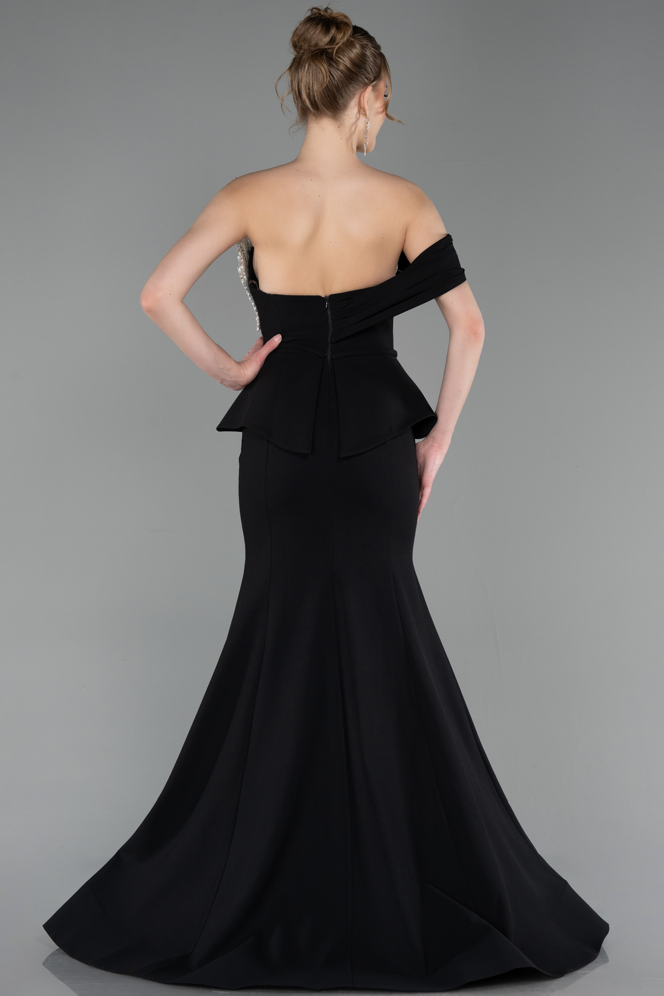 Taş İşlemeli Peplum Kesim Uzun Balık Abiye ABU6153 2