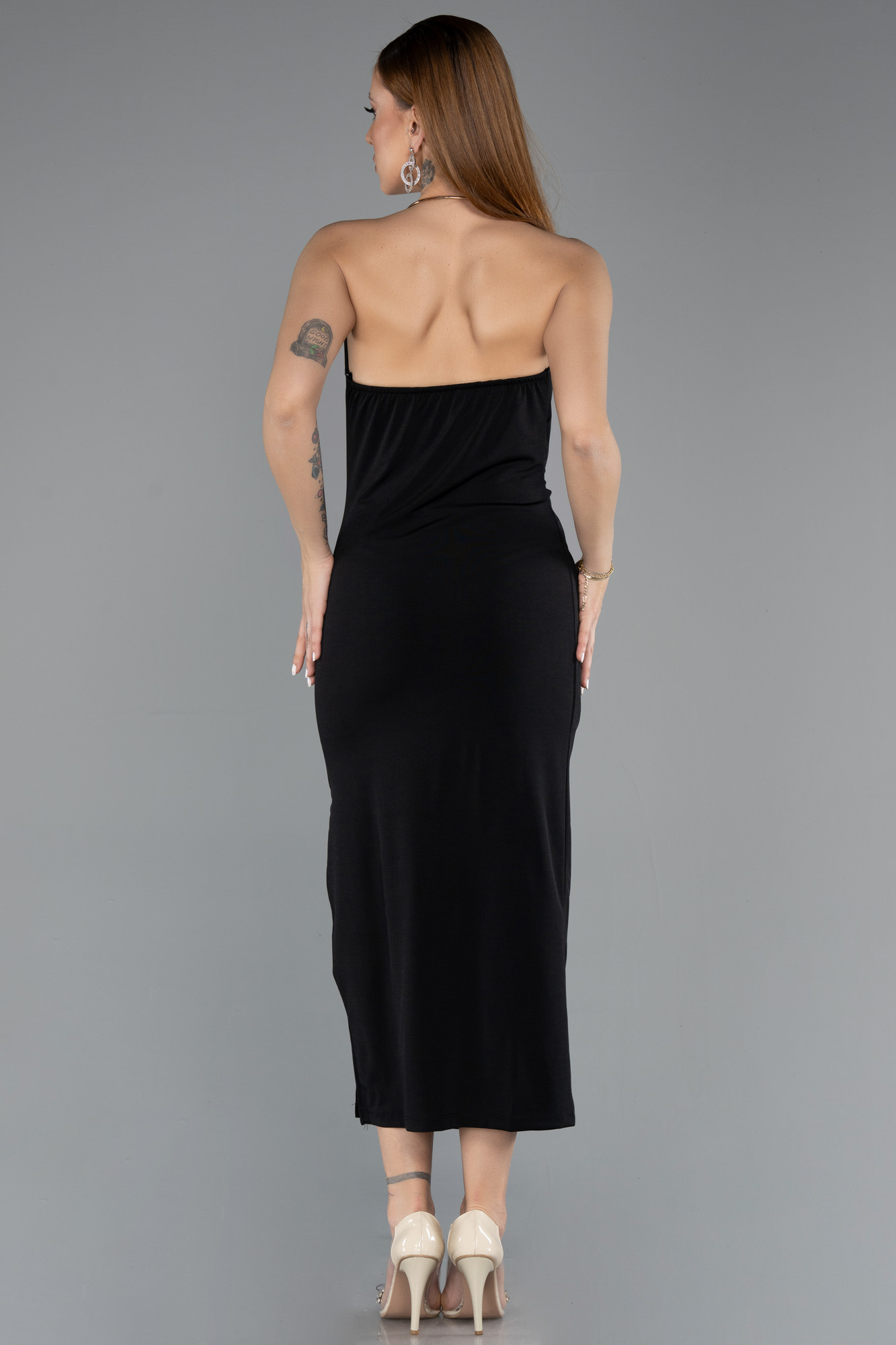 Göğüs Ve Bacak Dekolteli Midi Gece Elbisesi ABK2495 2