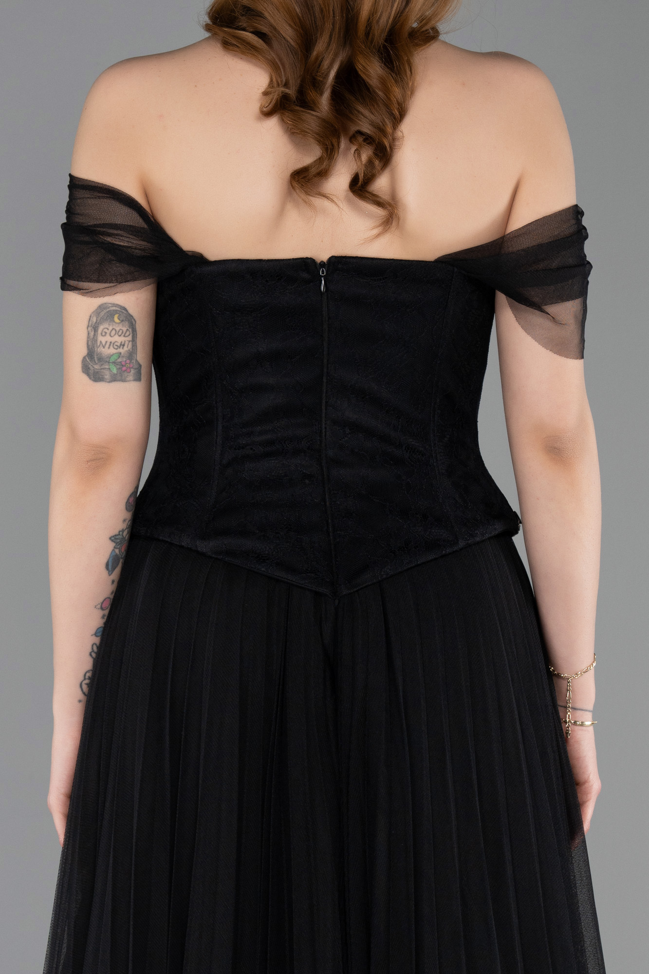 Taş İşlemeli Straplez Peplum Uzun Dantel Abiye ABU5996 4